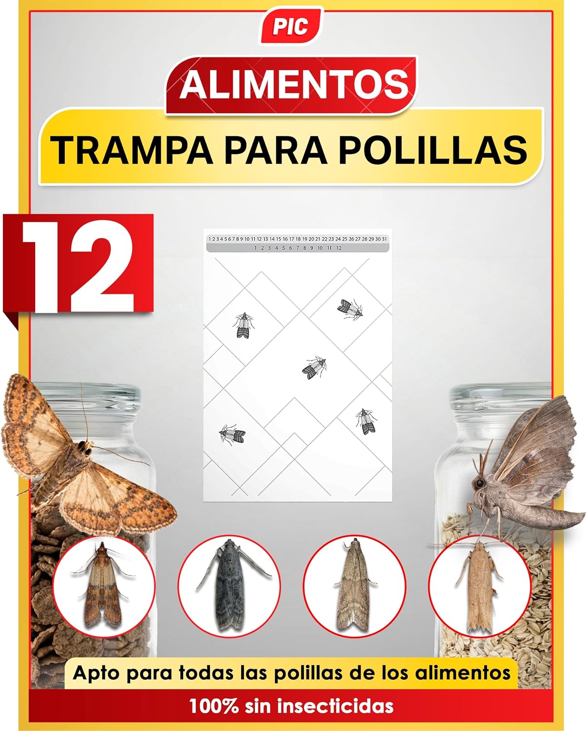 PIC Trampas para Polillas de Alimentos 12x – Antipolillas para Cocina