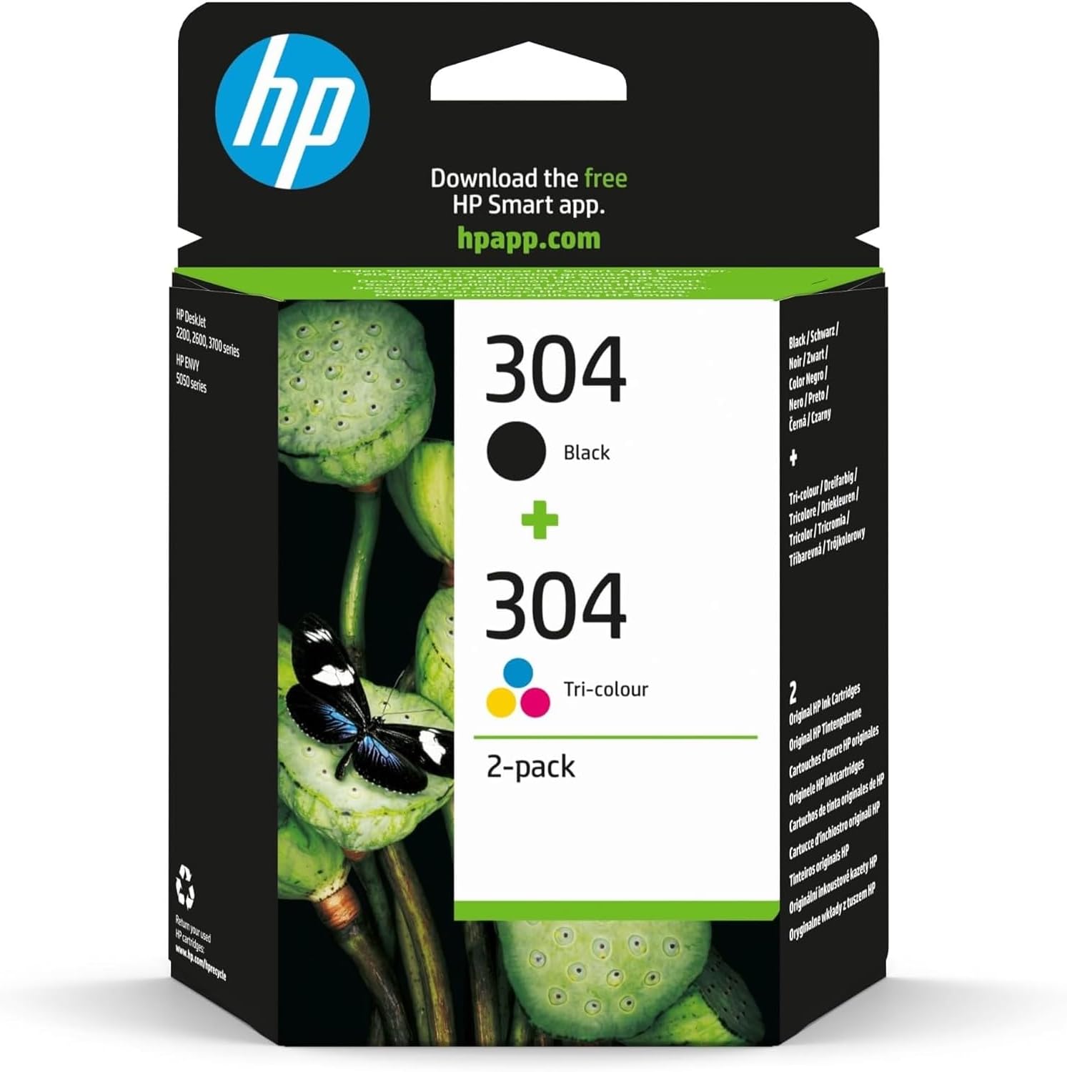 HP 304 Negro y Tricolor, Pack de 2 Cartuchos de Tinta Originales