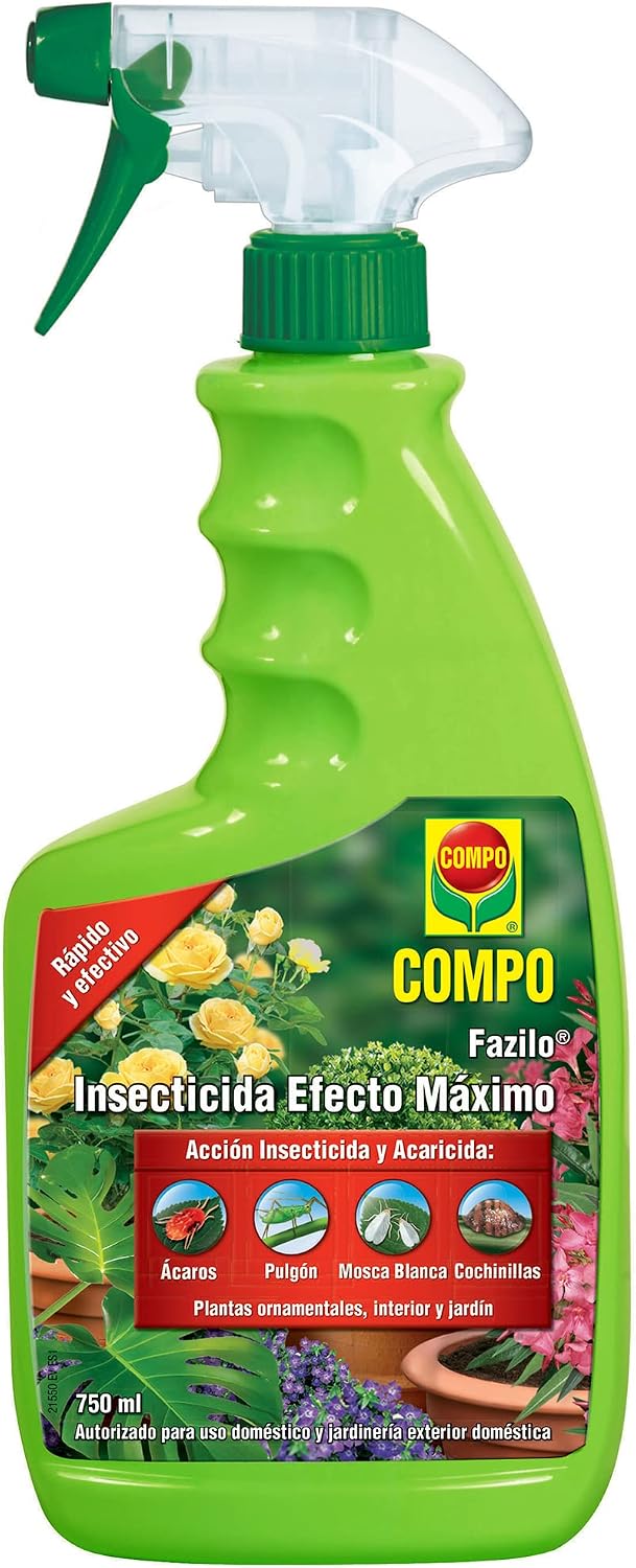 COMPO Fazilo Insecticida Efecto Máximo, Acción insecticida y acaricida, Plantas ornamentales, de interior y jardín, Envase pulverizador, 750 ml