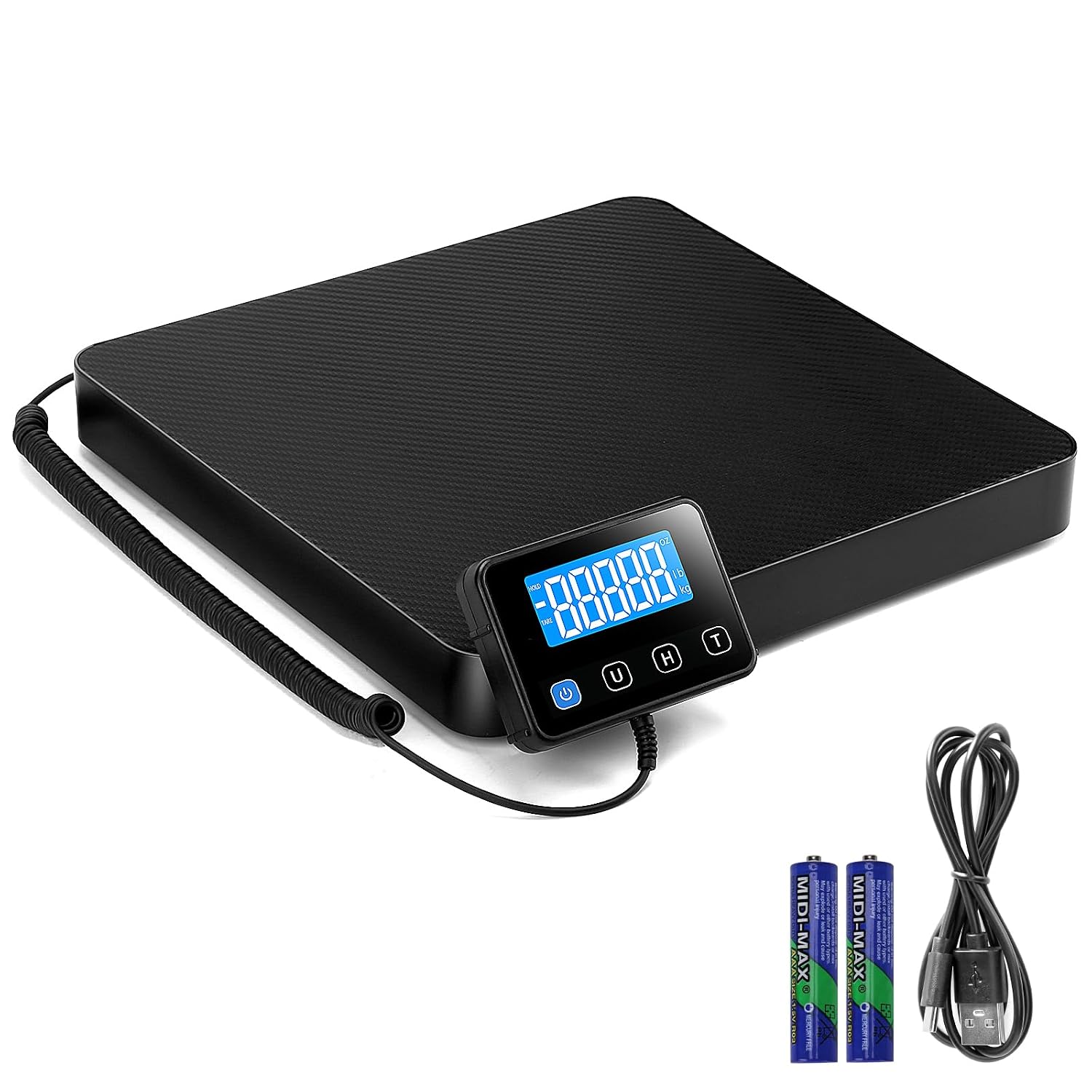 Balanza Postal Digital 200kg/440lb, Báscula para Paquetería Precisión de 10g/0.35oz con Función de Retención y Tara, Balanza para de Envíos para Oficina, Paquetería, Pequeña Empresa