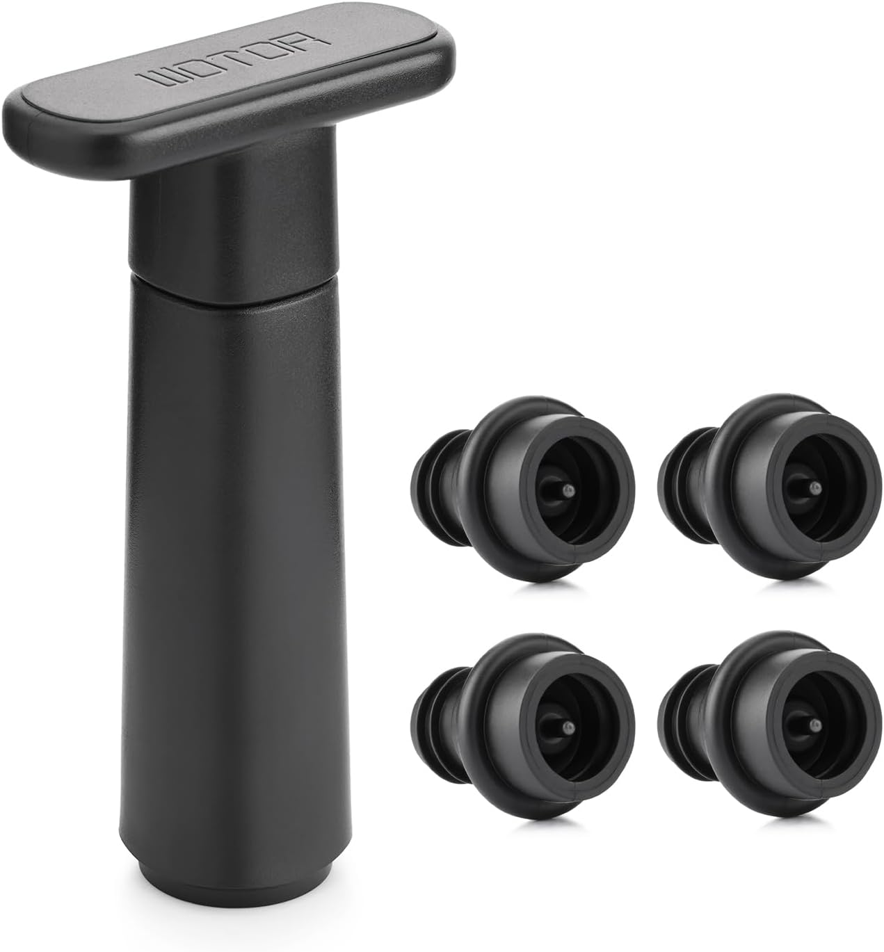 WOTOR Bomba de vacío Wine Saver con 4 tapones, tapón de vino y conservador, sellador reutilizable que mantiene fresco