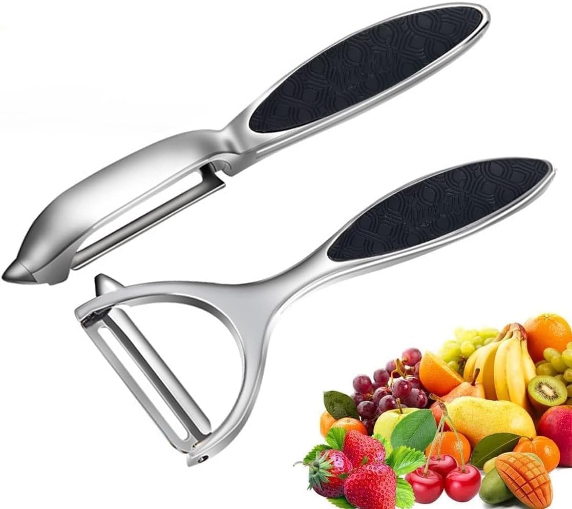 Leaflai Pelador de Patatas - Pelador de Verduras, Mango Ergonómico y Antideslizante, Hoja Afilada de Acero Inoxidable en Forma de Y e I, Giratorio para Pelar Papas, Zanahorias y Todo Tipo