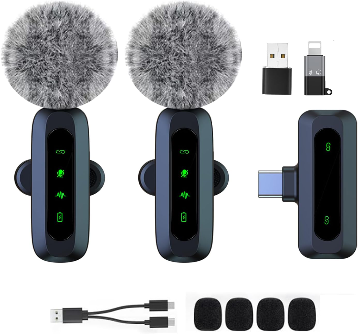 Mini micrófono inalámbrico para Android/iPhone/iOS/PC/Laptop micrófono Lavalier de solapa con reducción de ruido para grabación, micrófono de clip, para grabación de video, Tiktok, Youtube, Vlog