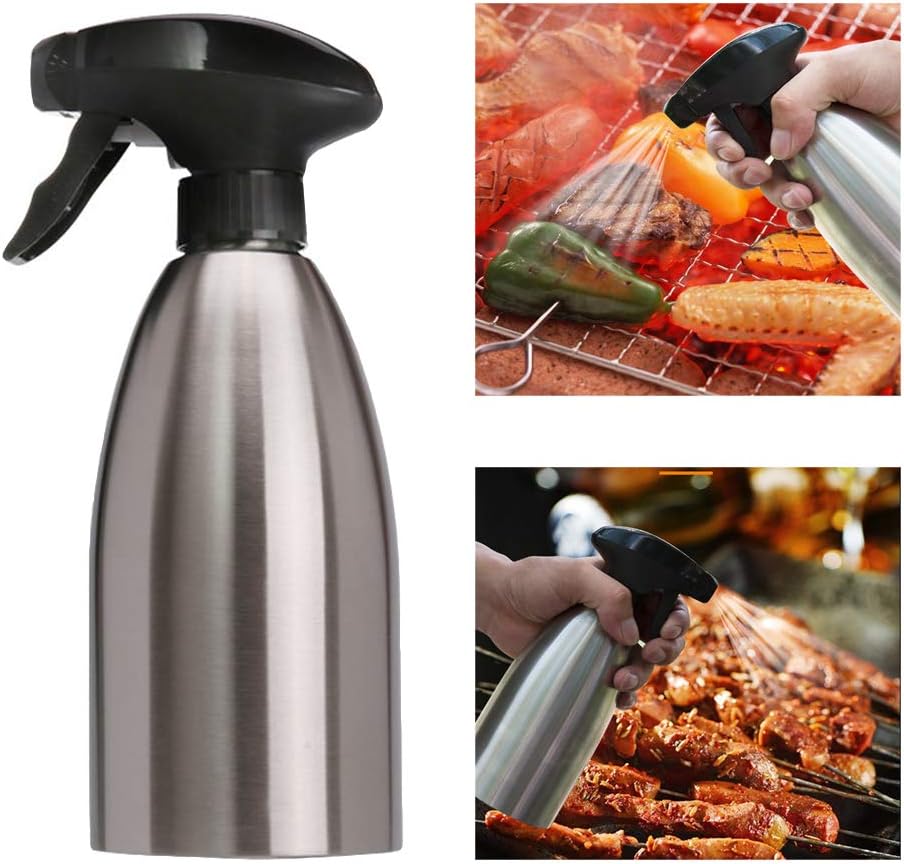 Vinagre e Aceite de Oliva de Acero Inoxidable Botella de Rociador - Dispensador de condimentos Ideal y portátil para Barbacoa/Cocina Diurna/Camping y Viaje(500 ml)