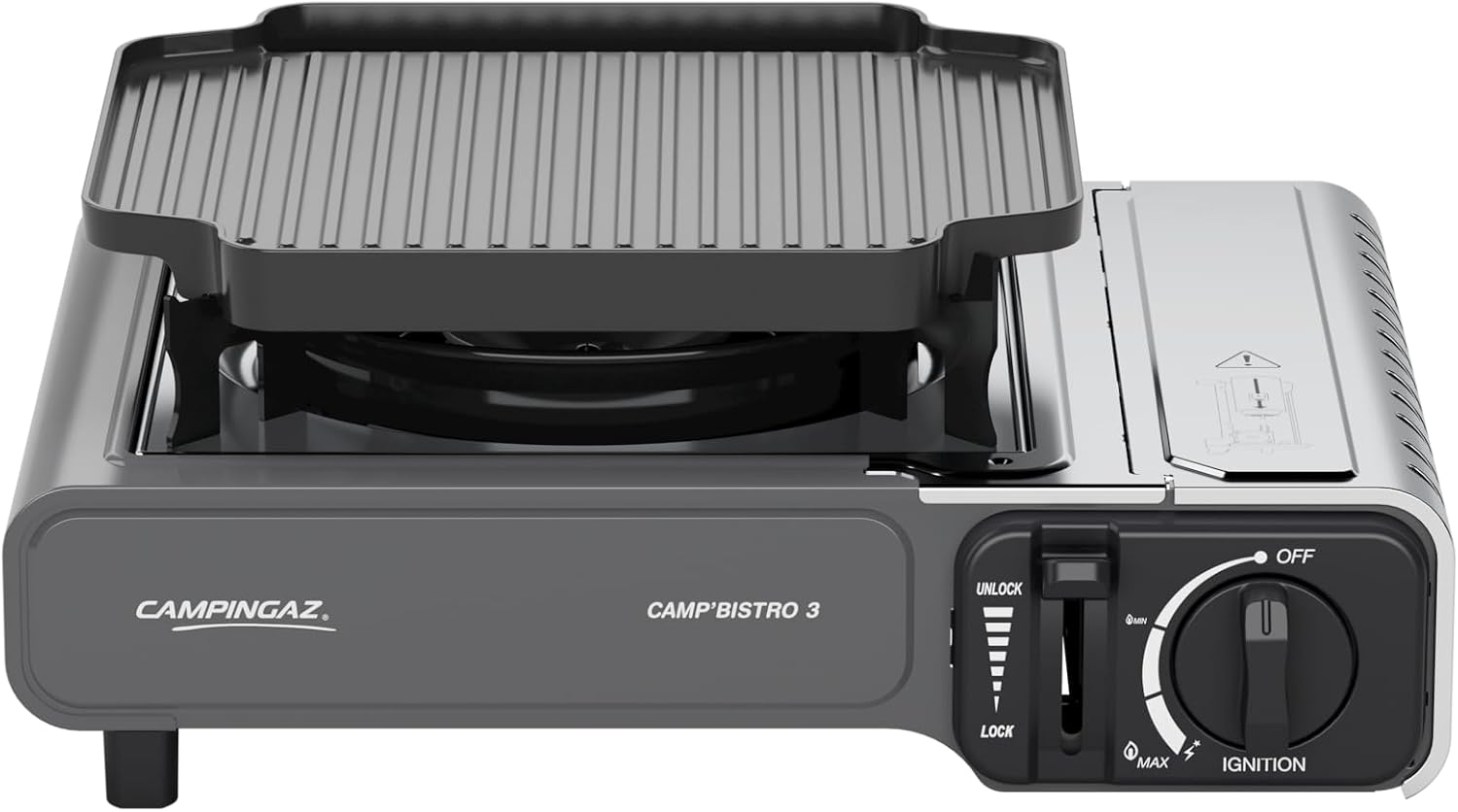 Campingaz Camp Bistro 3 Grill Combo | Hornillo de camping de 1 quemador con plancha | Potencia 2.200 W | Hornillo portátil compacto para exterior | Incluye bolsa de transporte