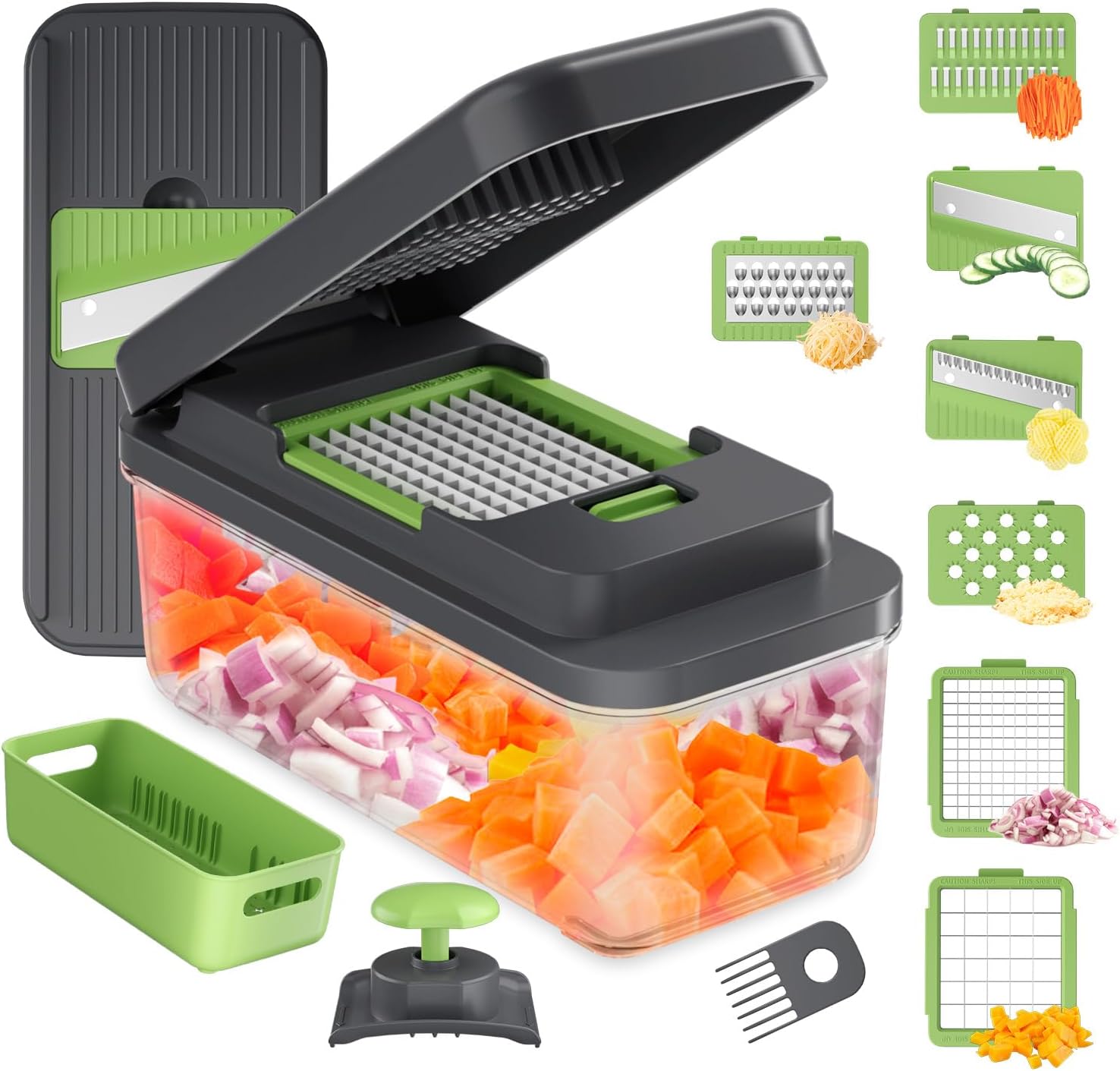Ibergrif M524-7 Cortador de Verduras, Mandolina 7 en 1 Multifunción
