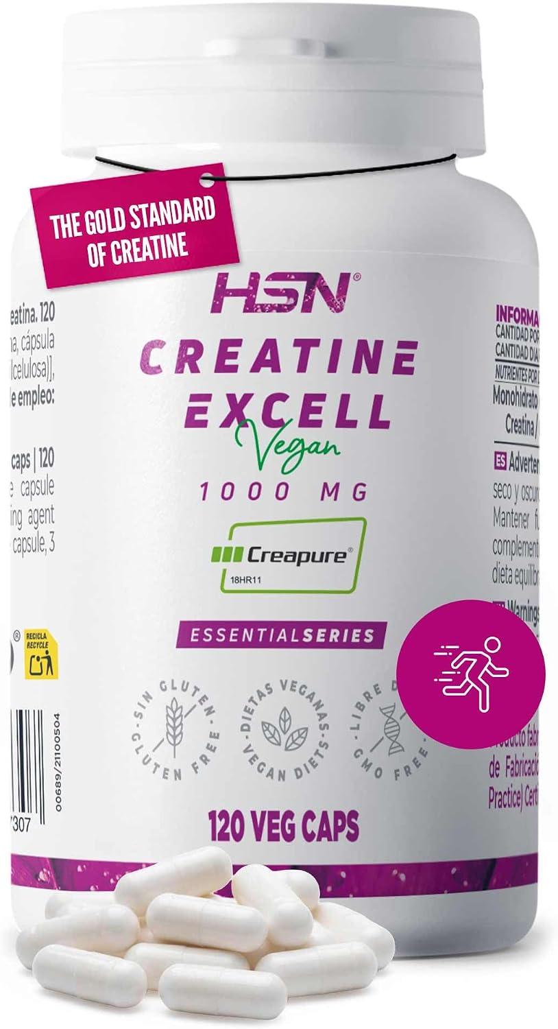 HSN Creatina Excell 1000mg Creapure® - Pack 2x 120 Cápsulas Vegetales