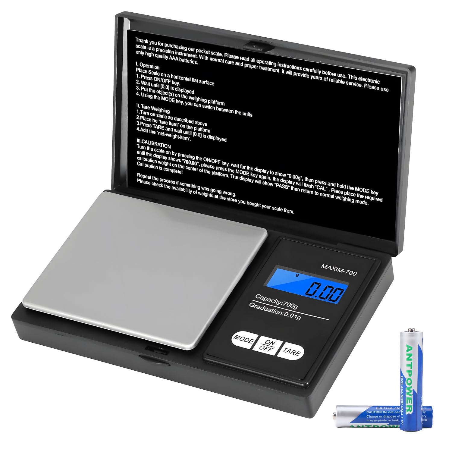 Vinabo Bascula Precision 700g / 0.01g,Tanas de Gramos,Peso de Gramos Cocina