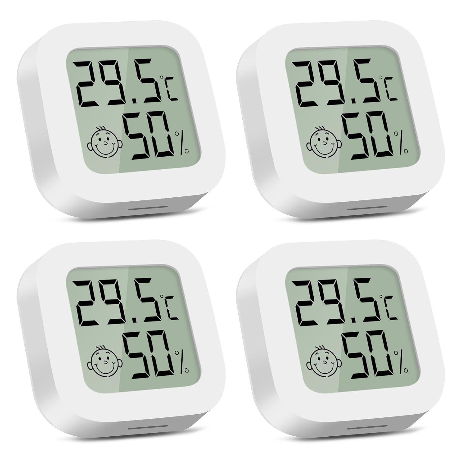 CNMTCCO Higrómetro Digital Termómetro, 4 Piezas Medidor Temperatura y Humedad, Termometro Higrometro Casa para HabitacióN de Bebé, Oficina, Sala de Estar, Invernadero, Trastero, SóTano(Blanco)