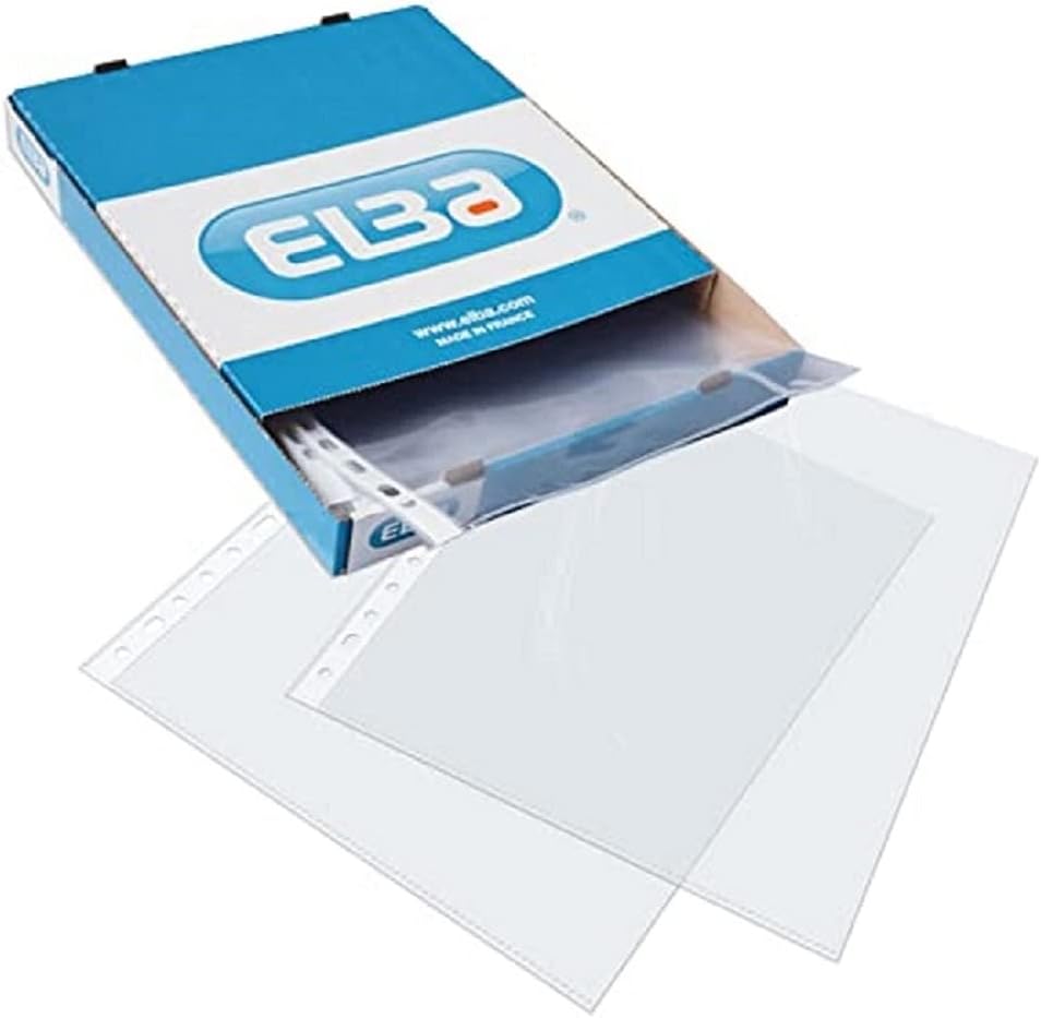 Fundas plástico folio(A4) Elba. 100 unidades. Multitaladro., transparente (400005366)