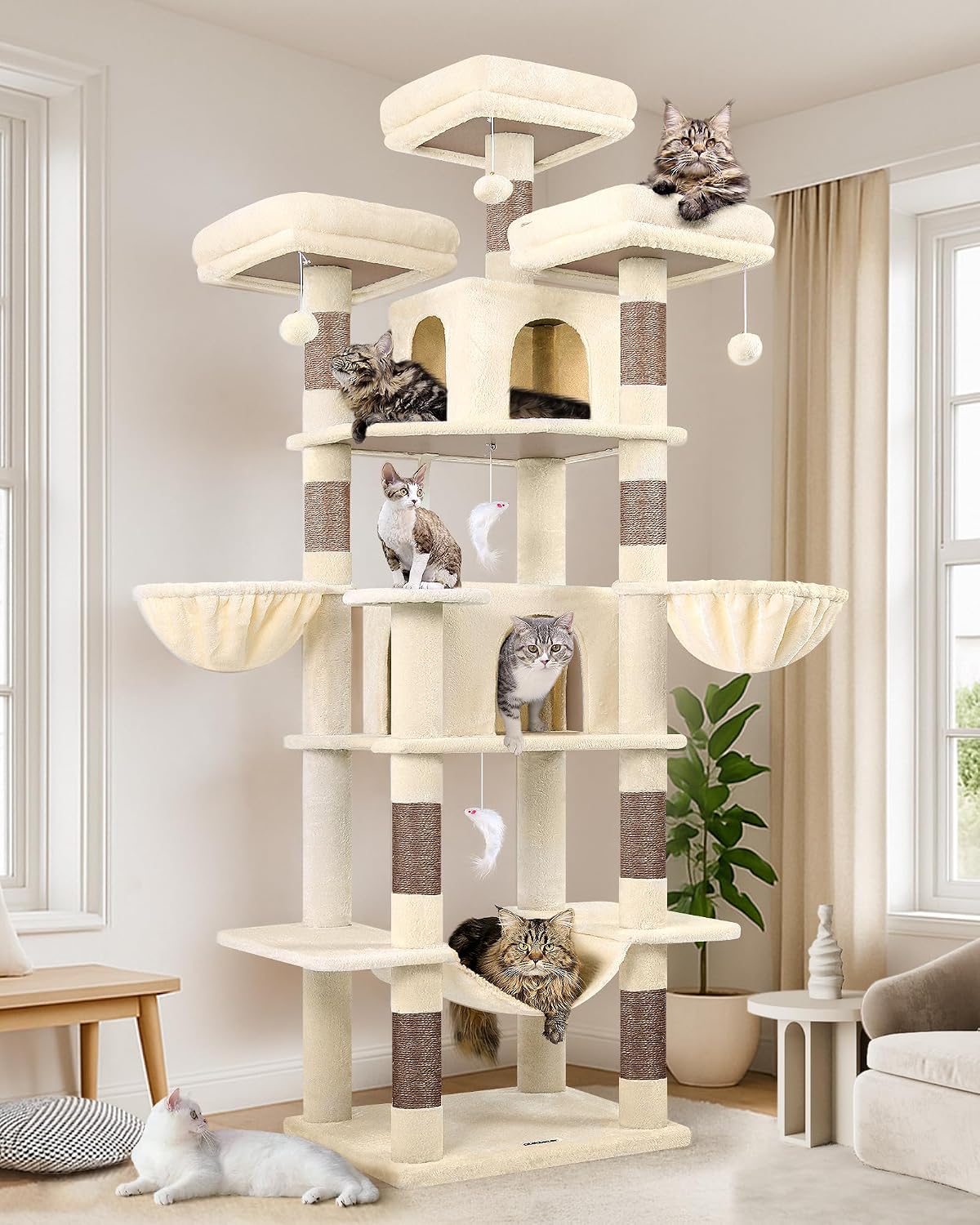 Globlazer Árbol Rascador para Gatos Grandes XXL 204 cm, Gris Oscuro (F80)