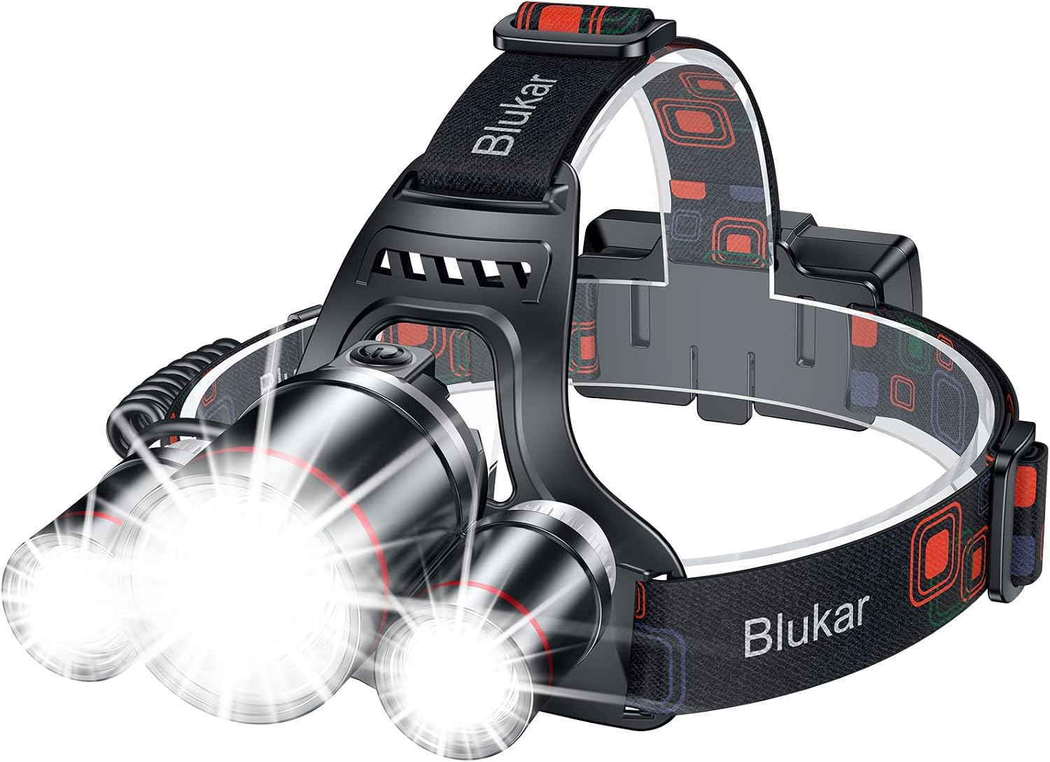 Blukar Linterna Frontal Led Recargable,8000L Superbrillante Linterna Cabeza