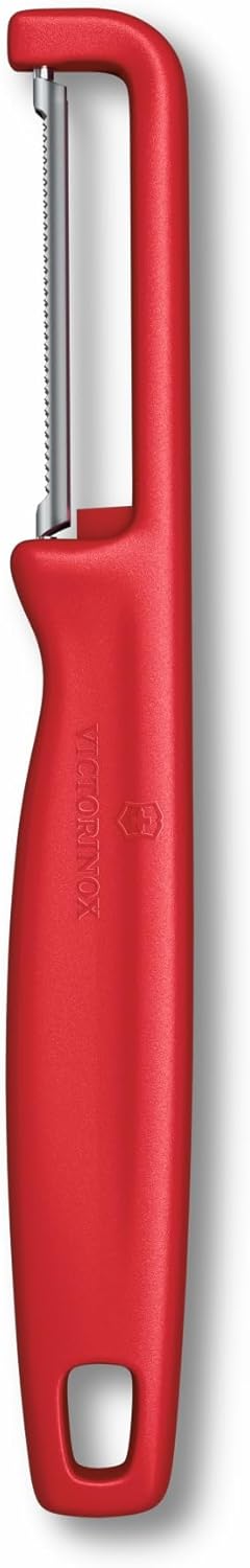 Victorinox Iota Pelador de Verduras y Frutas, Filo Serrado, Rojo