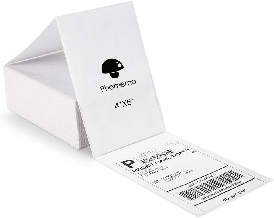 Phomemo etiqueta térmica directa de 4" x 6", 1000 etiquetas en rollo, compatible con todas las empresas de logística expresa