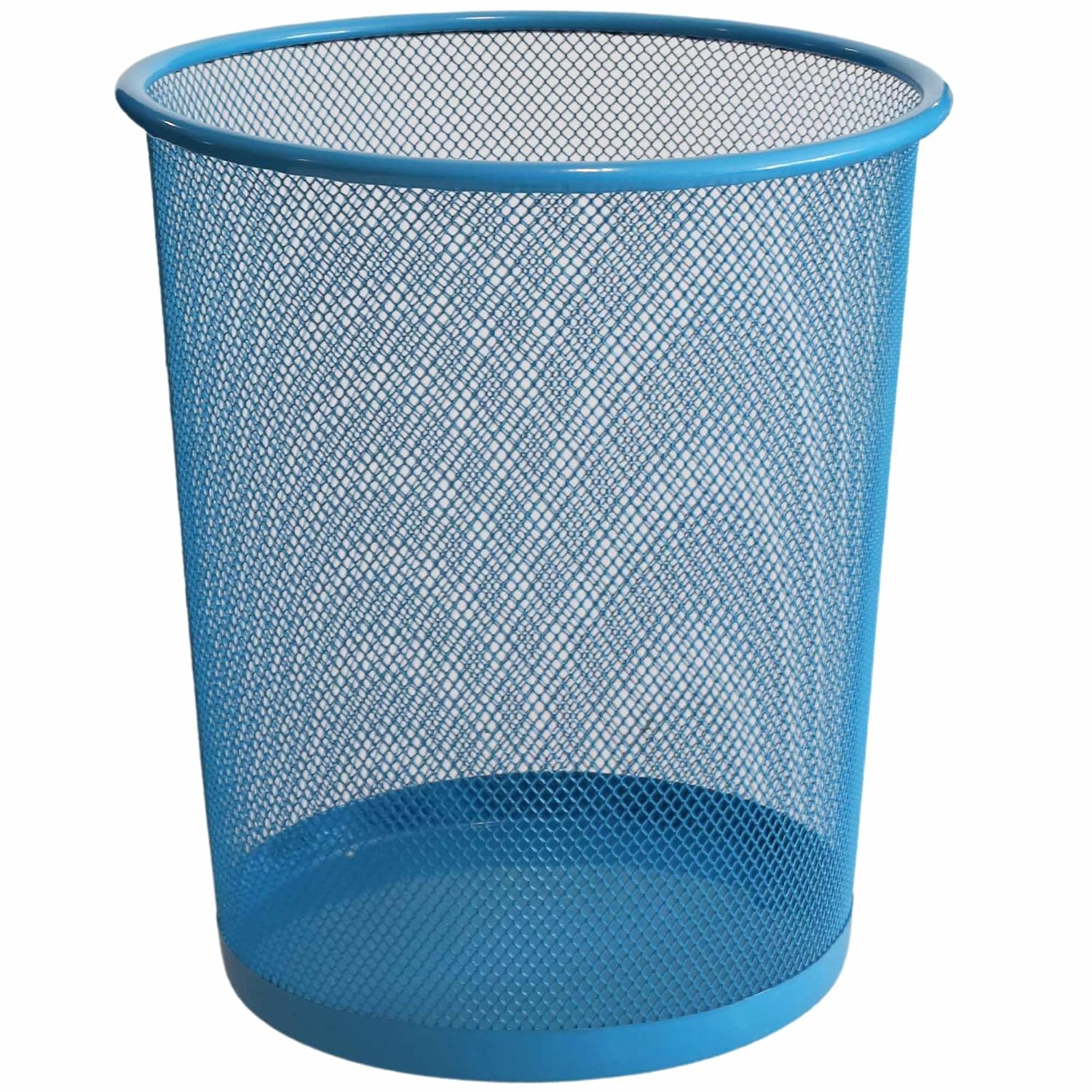 TECHZOCO Papelera Malla Metalica, Cesto basura redondo metálico, Papelera oficina, Cubo de Basura, Papelera Escritorio, Papelera Baño, 26.5 cm alto x 23.5 cm diámetro, 12 Litros, Negro
