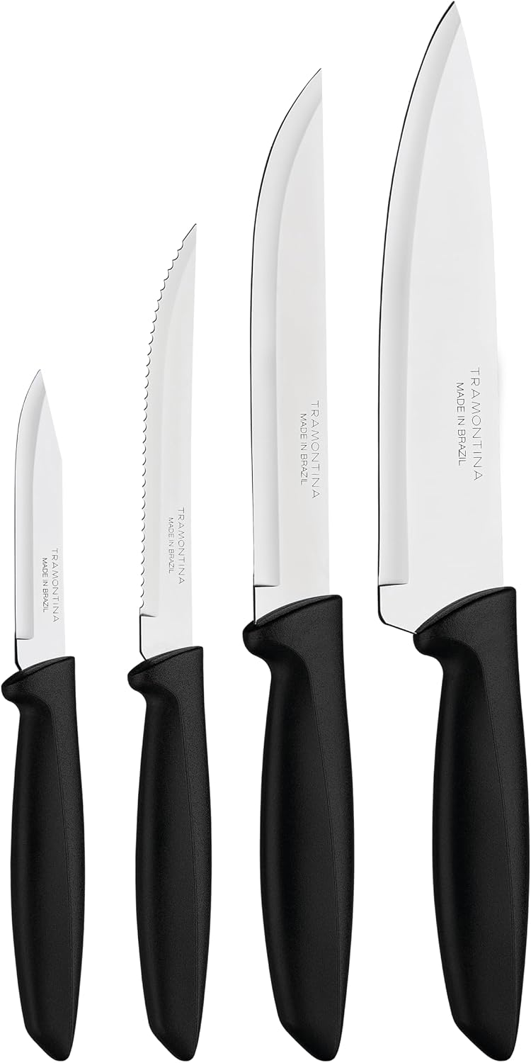 Tramontina Juego de Cuchillos de Cocina Plenus Negro 4 Piezas
