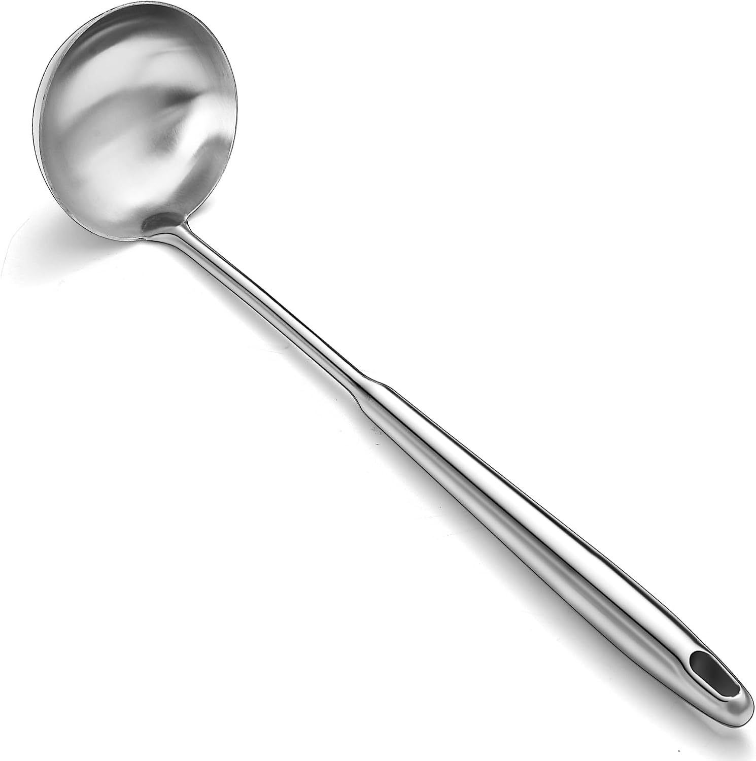 Cucharón de sopa de acero inoxidable, extra profundo y de gran capacidad, mango largo y cómodo, apto para lavavajillas – Ideal para sopas, caldos, guisos y salsas