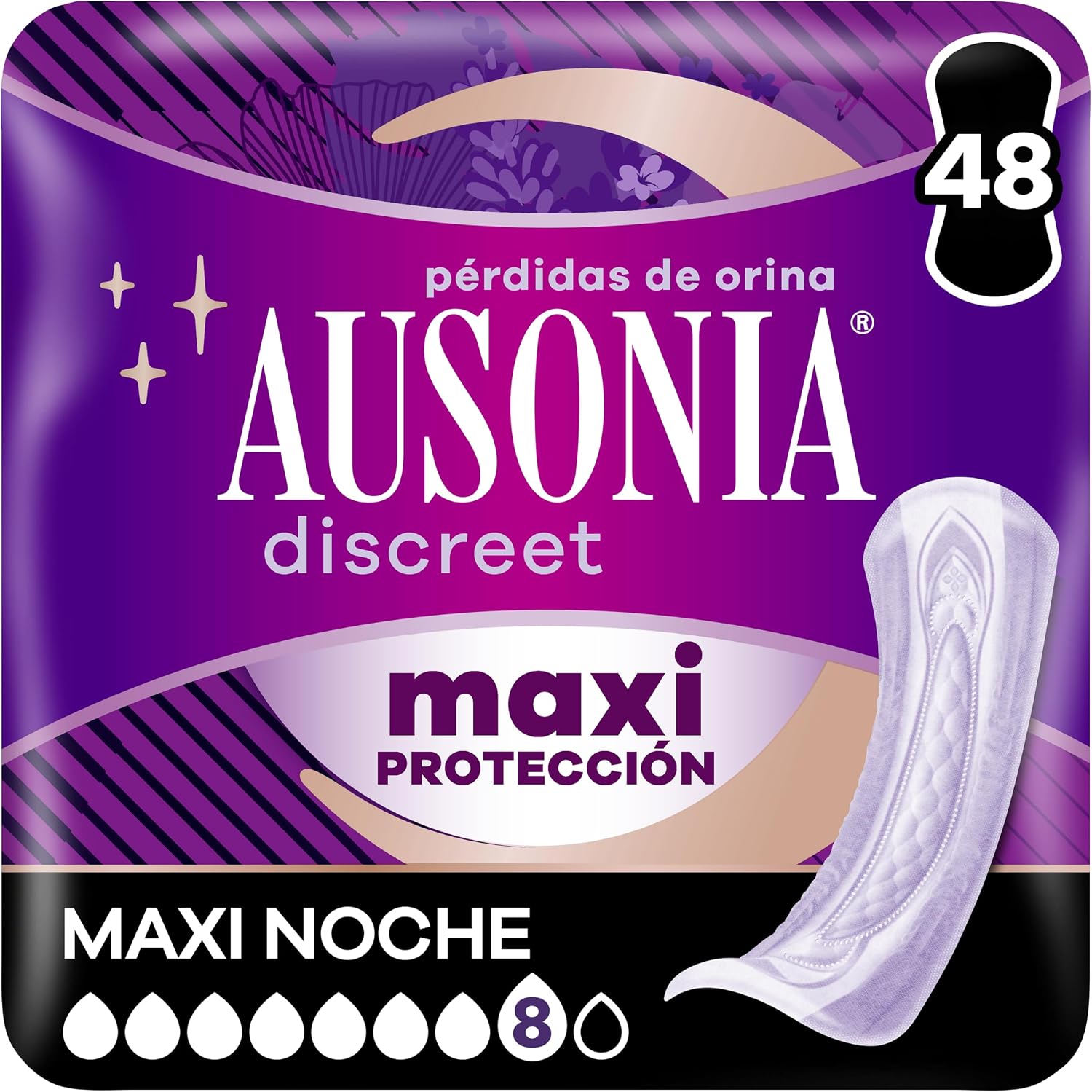 Ausonia Discreet Maxi Noche , Pack 48 Compresas Incontinencia Mujer
