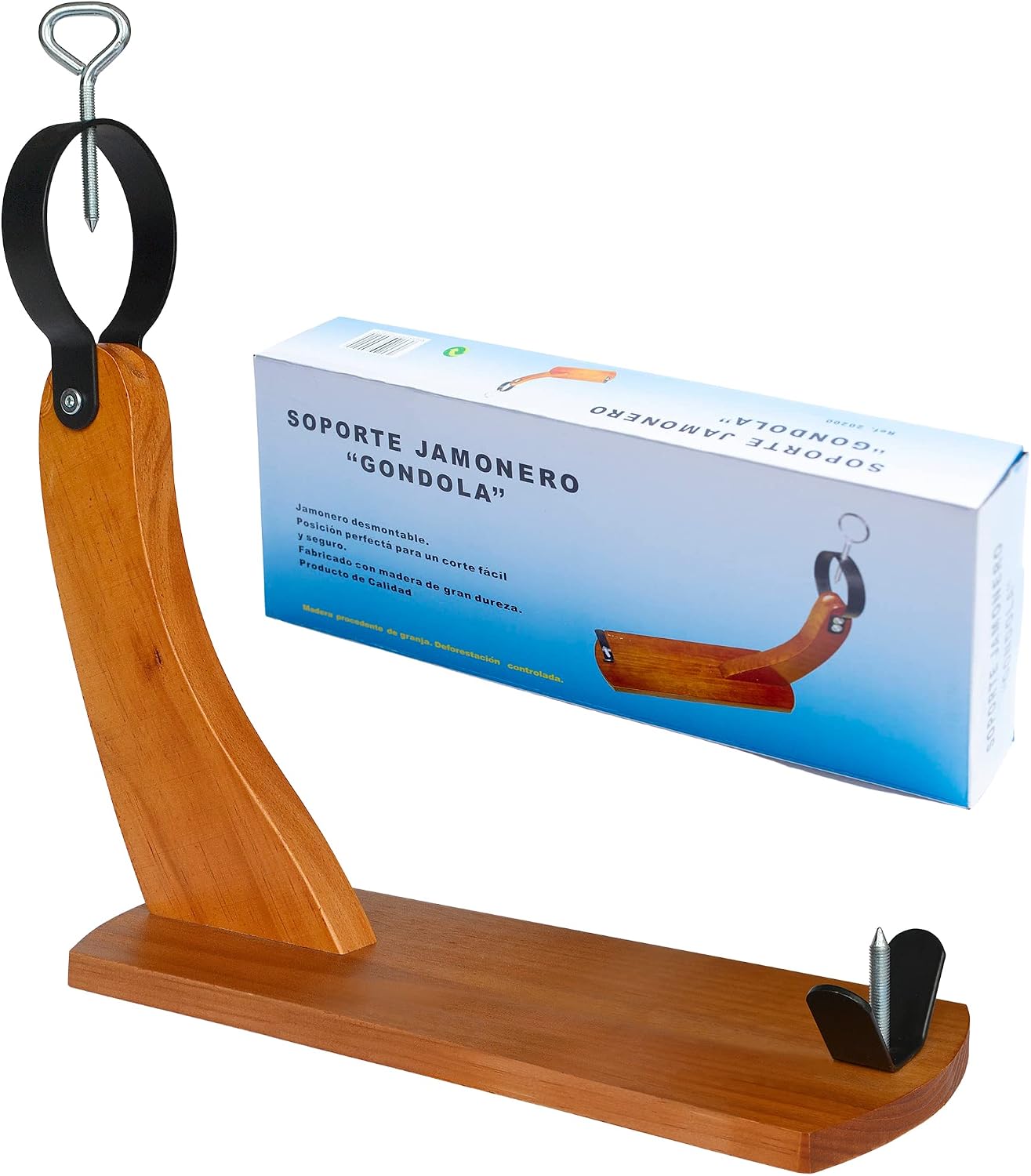 Jamonero Profesional | Soporte jamonero Tipo Gondola| Base de Corte para Usar con Cuchillo jamonero | Jamon iberico | Fabricado en España