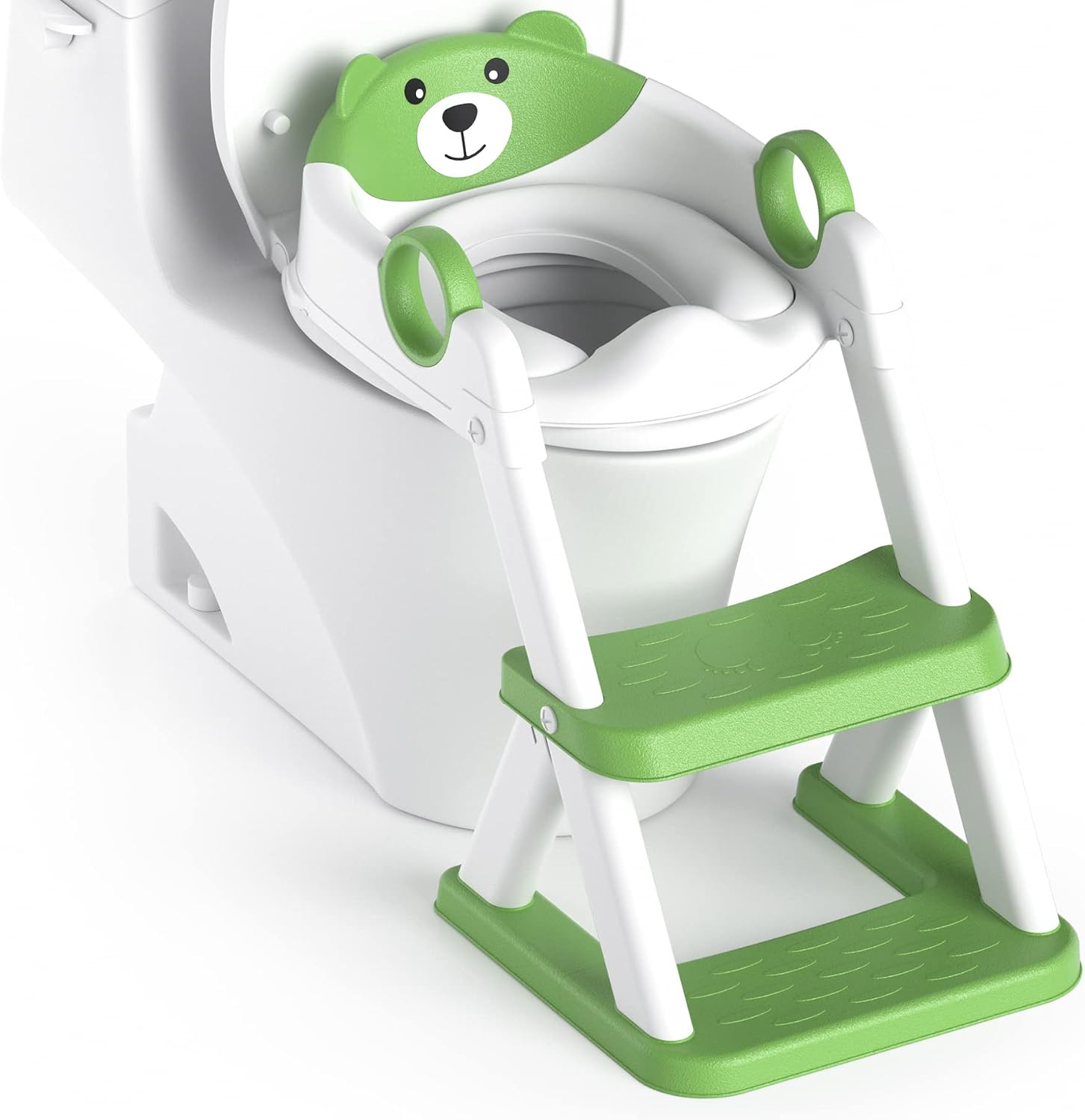 Adaptador WC Niños, Plegable Portatil Infantil Asiento Inodoro, Inodoro de Entrenamiento 2 en 1 para Niños, Cojín Antideslizante y Antisalpicaduras, Taburete de Escalera
