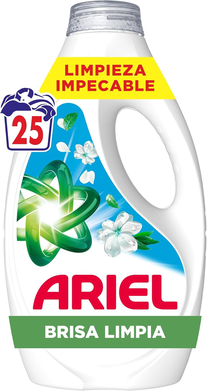ARIEL Detergente Lavadora Líquido, Brisa Limpia, 125 Lavados (Paquete de 5)
