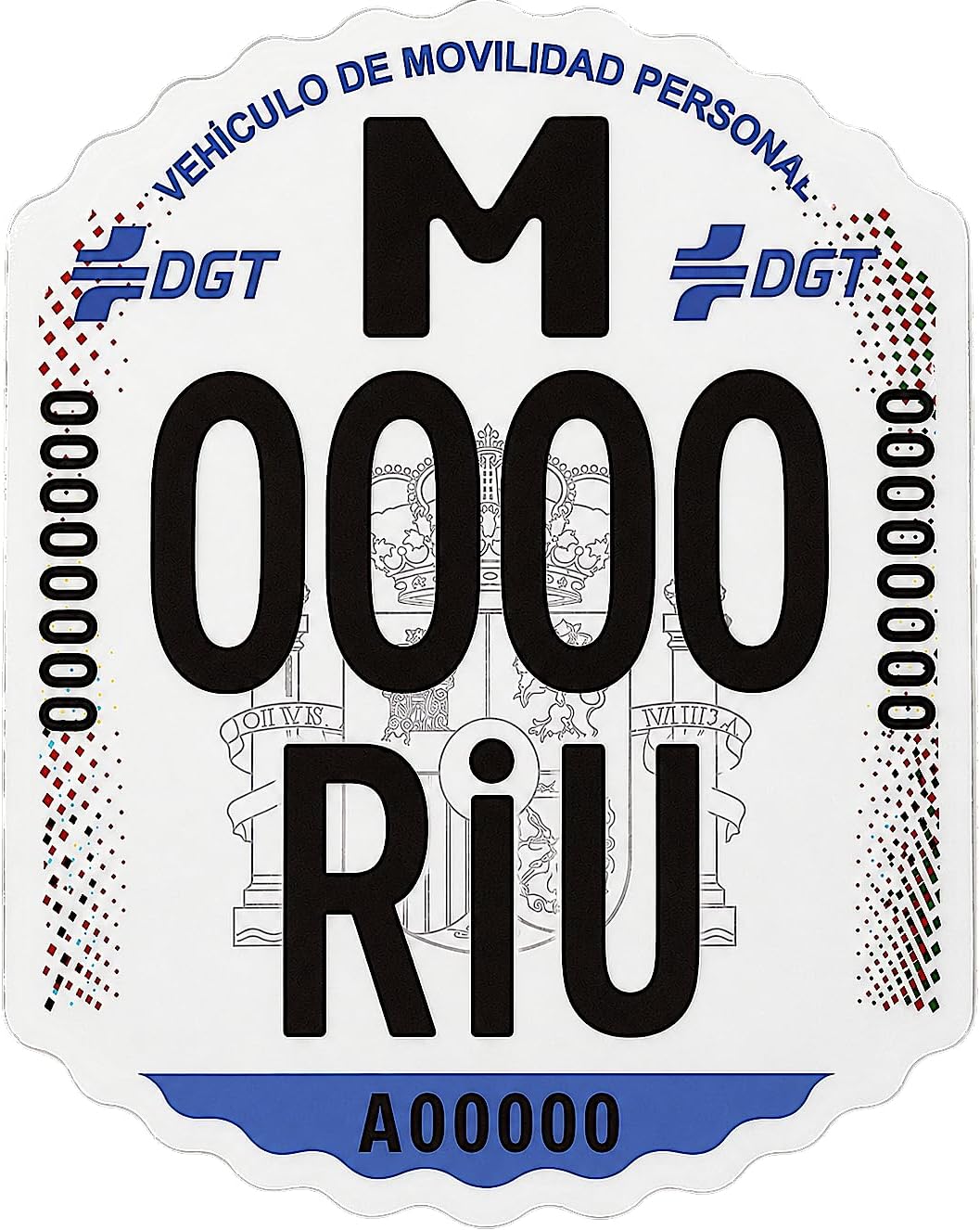 Matrícula para Patinete Eléctrico VMP, Homologada DGT Personalizada, Resistente al Agua y UV.