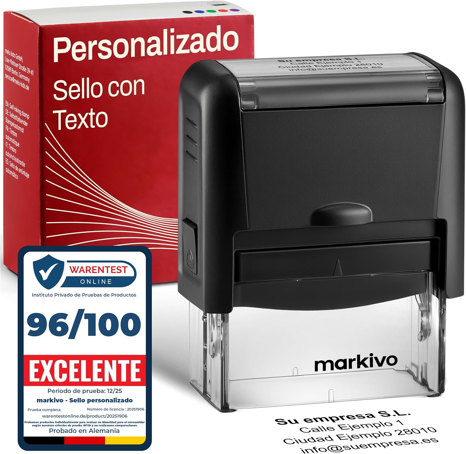 Sello Personalizado para Empresas, Oficinas y Médicos (Negro, M)