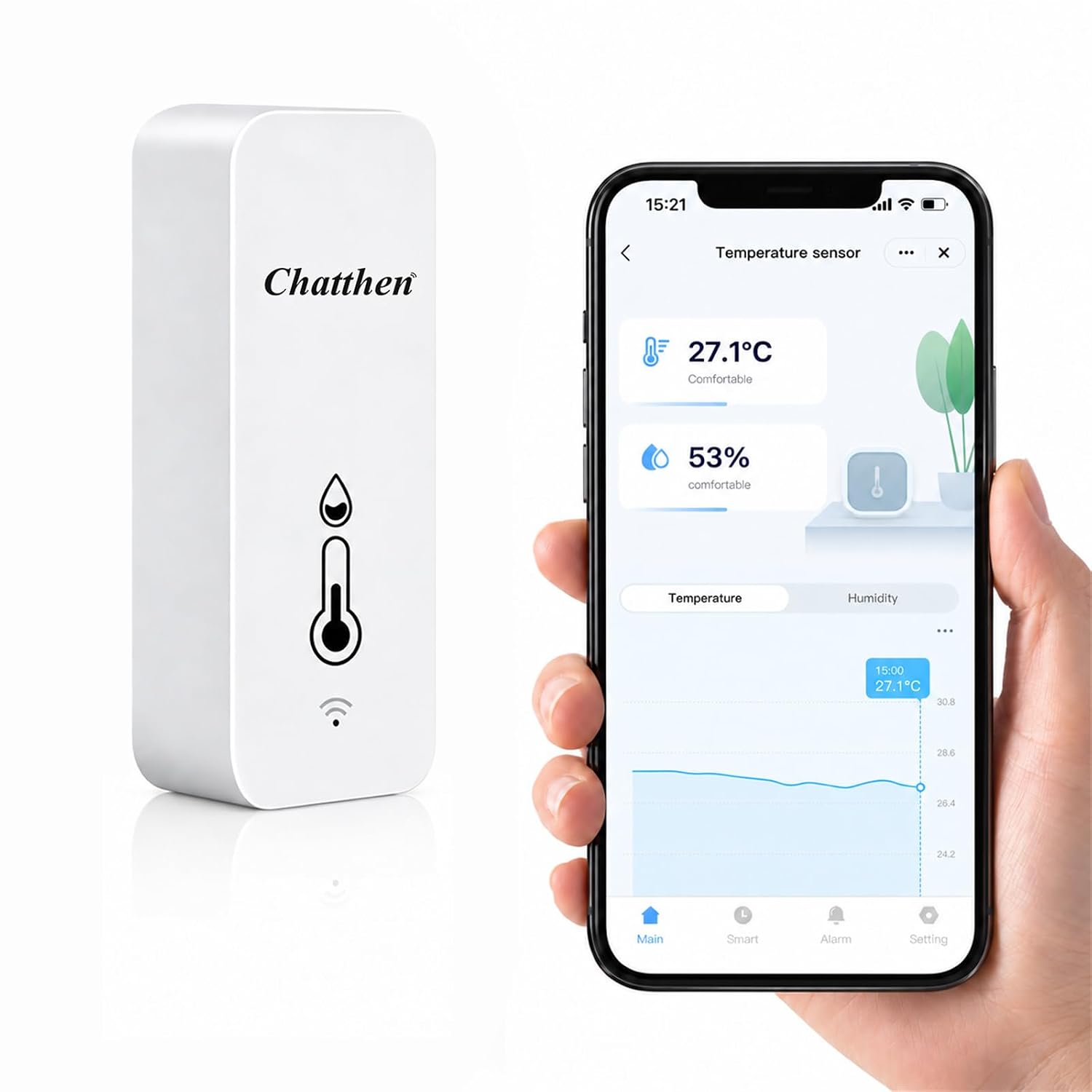 Termómetro Higrómetro WiFi, Sensor Temperatura Humedad con App, 2 Uds