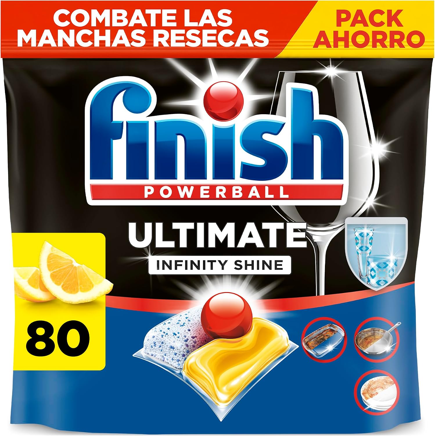 Finish Ultimate Infinity Shine Pastillas para lavavajillas aroma Limón - 80