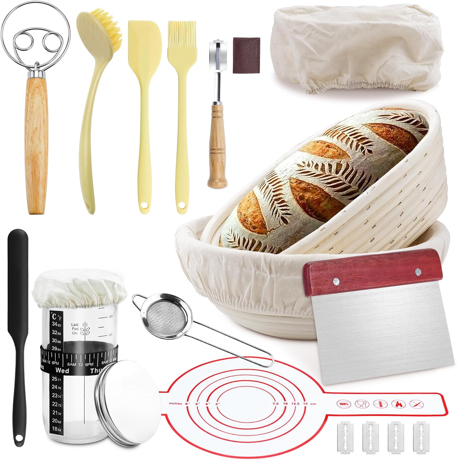 Set Completo de Masa Madre 23 Piezas con 2 Cestos