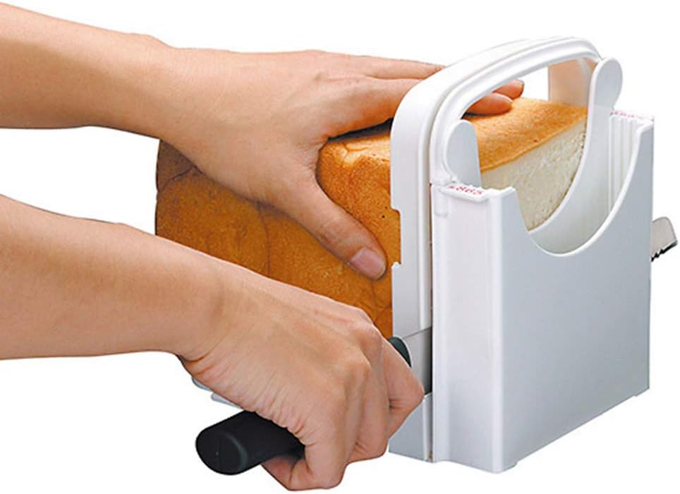 Cortador de pan, guía de rebanador de pan, cortador de pan/tostado/rebanador de pan, máquina de sándwiches, rebanadora de pan plegable y ajustable con 5 rebanadas de grosor