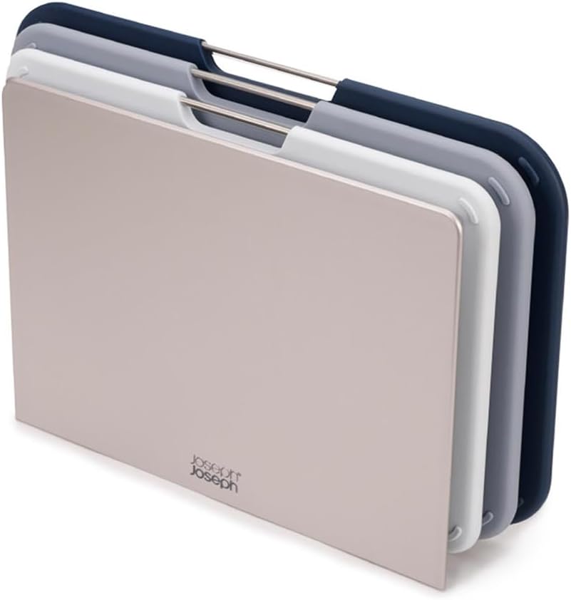 Joseph Joseph Nest - Juego de 3 tablas de cortar, codificadas por color, con estuche de almacenamiento, Grandes, Gris