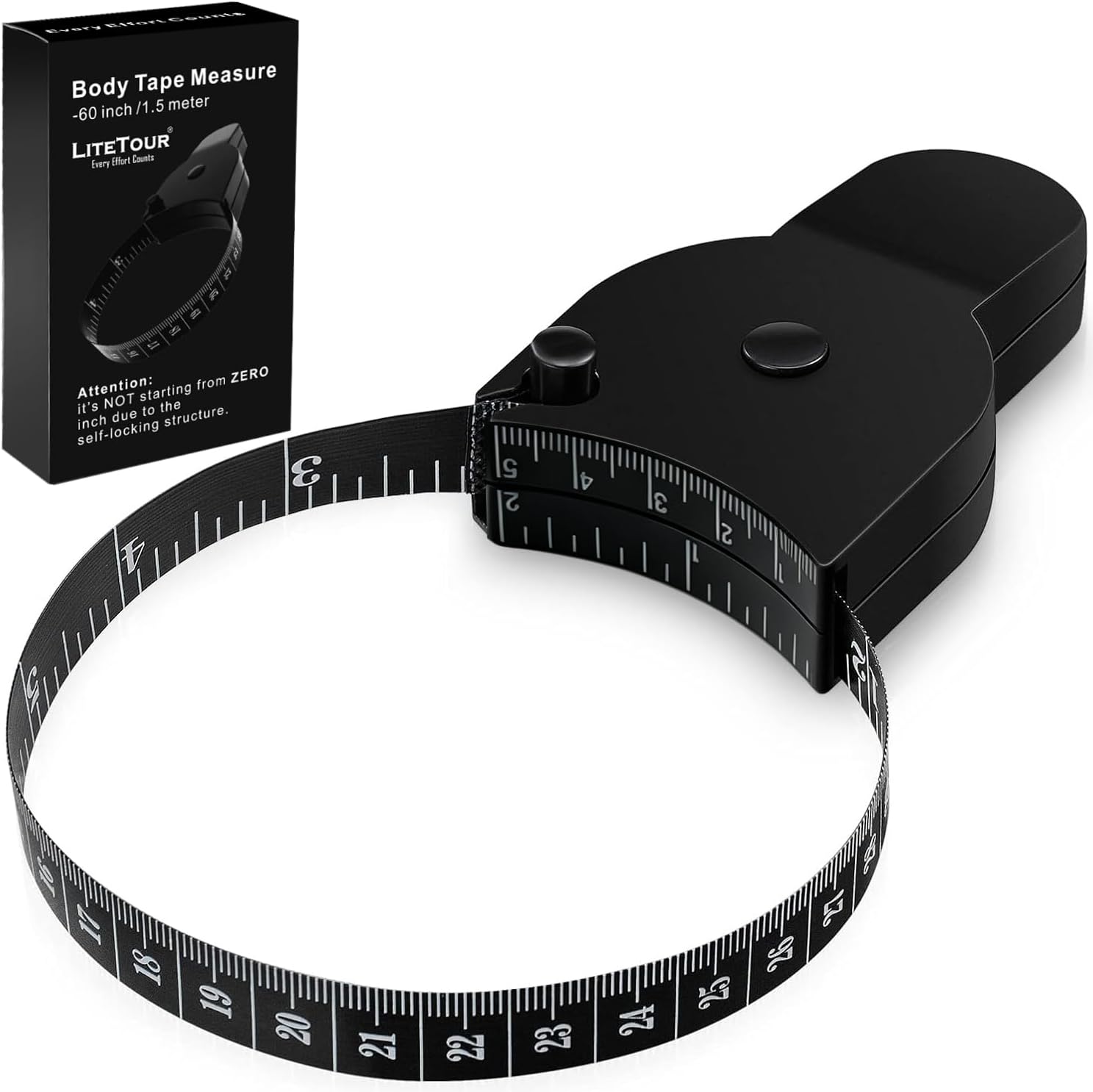 Cinta Métrica Corporal Retráctil, 150 cm, con Ranura de Sujeción