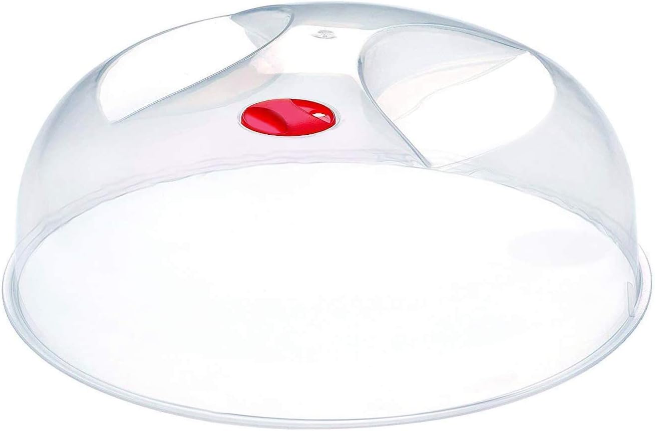 Tapa Microondas Libre BPA - Tapadera Microondas - Tapa con Salida de Vapor y Válvula - 28 cm - Polipropileno - Rojo - Perfecta para Proteger Platos de Comida