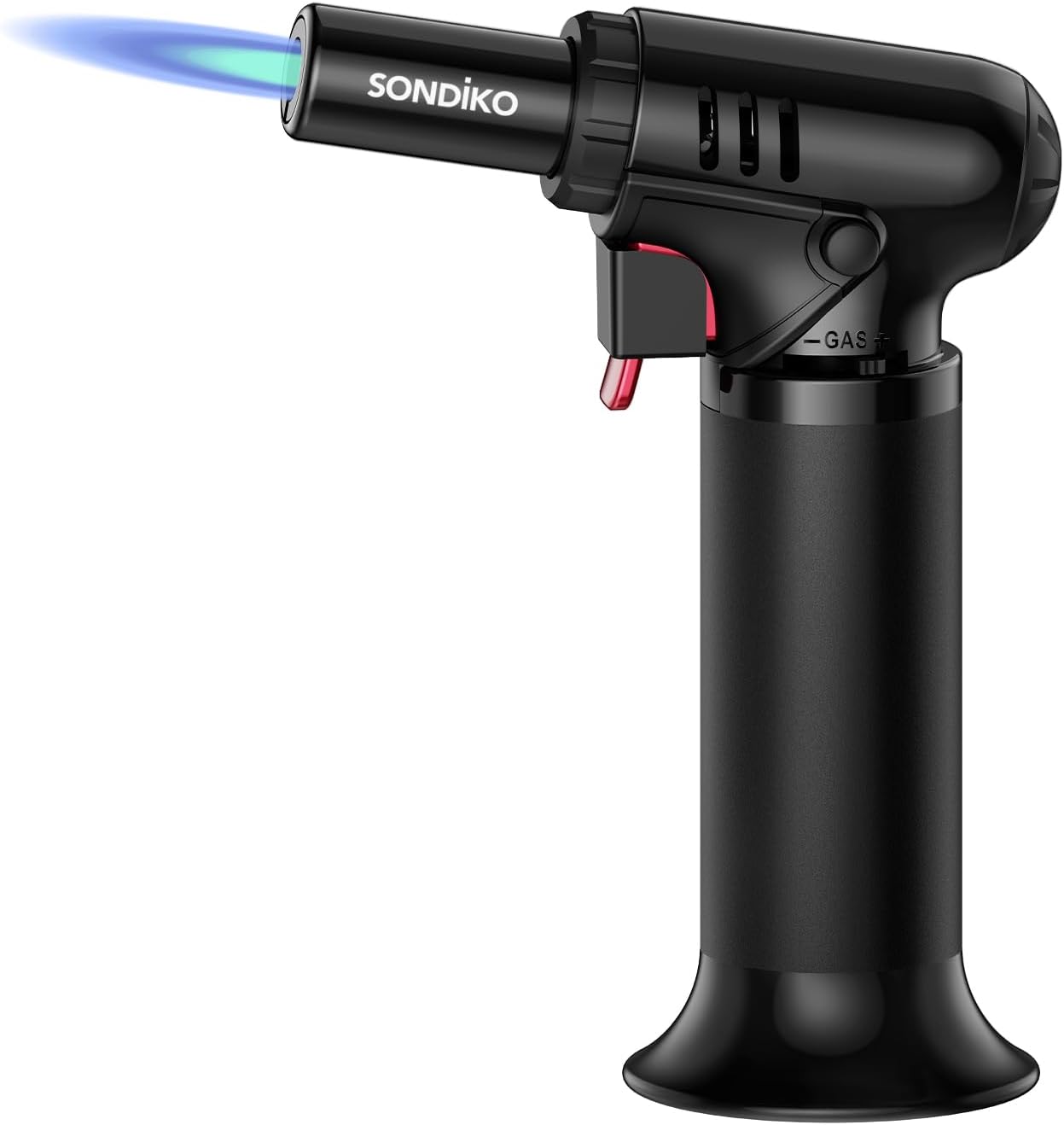 Sondiko Soplete de Cocina S907, Soplete Cocina con Indicador de Combustible, Soplete Recargable con Bloqueo de Seguridad y Llama Ajustable, Soplete Pequeño Para Crema Catalana (Gas No Incluido)