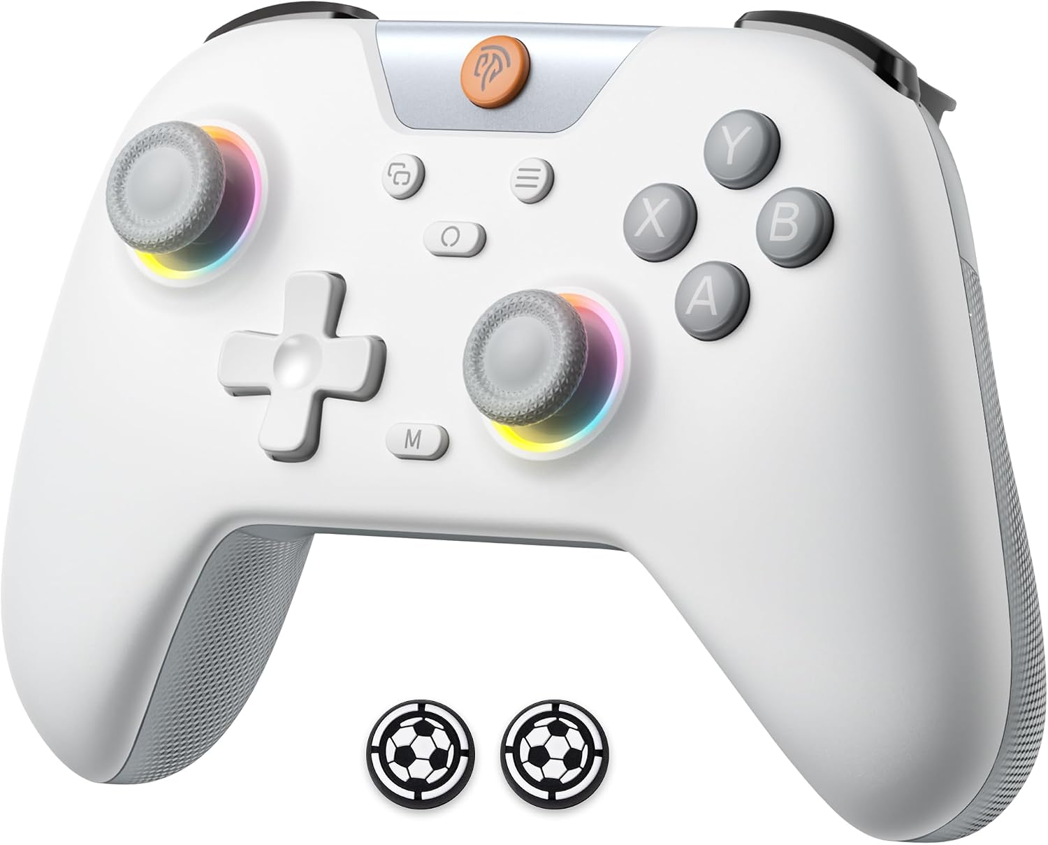 EasySMX X05 Mando PC Inalambrico con RGB Luz- Hall Joystick- Hall Trigger- 750 mAh Batería Recargable- Vibración- Turbo para PC/Switch/Móvil- Compatible con Black Myth: Wukong- Blanco