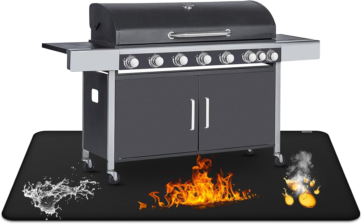 Alfombrilla de parrilla de 121,9 x 193 cm para parrilla al aire libre, almohadilla ignífuga de doble cara, perfecta para lugares de barbacoa al aire libre, protector de barbacoa ignífugo, impermeable
