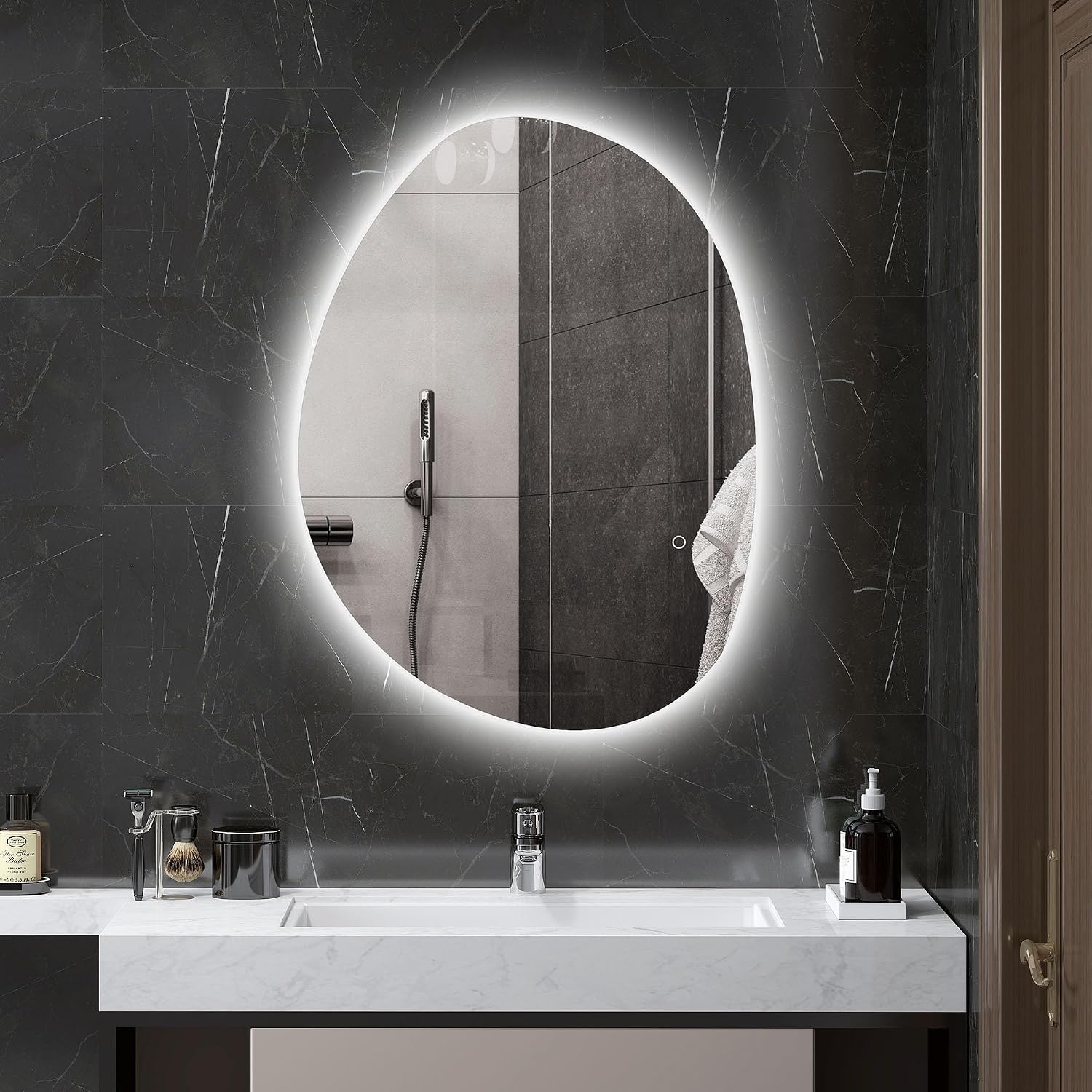 HOMCOM Espejo de Baño con Luz LED 80x60 cm Espejo de Pared sin Marco
