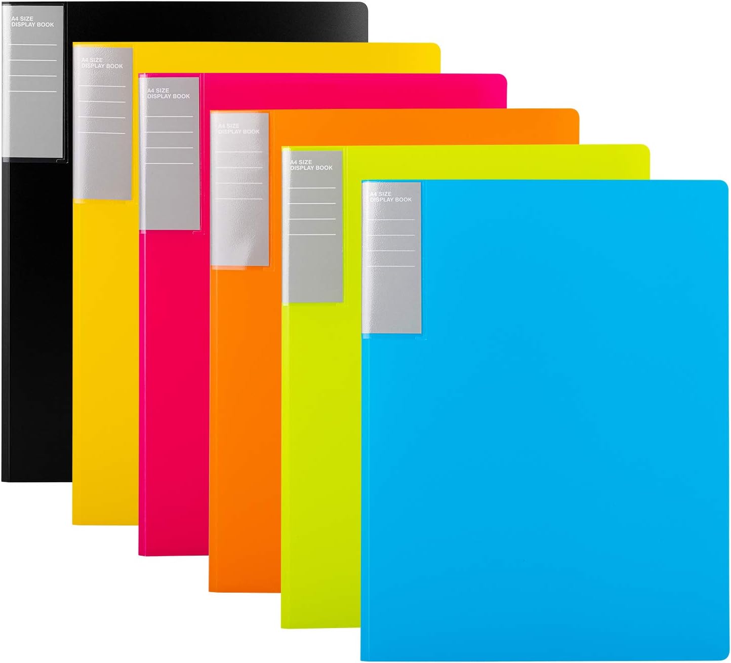 Amazon Basics Carpetas con fundas, A4, 30 fundas, 6 unidades, Multicolor