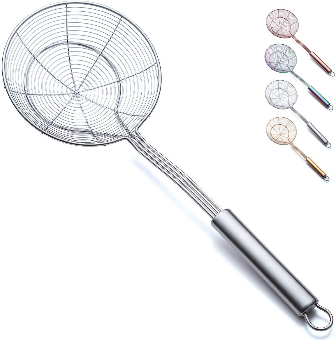 Kyraton Colador de araña para cocina, cuchara ranurada de acero inoxidable, coladores de pasta, coladores de tomate, cucharón para pasta, cocina y asar alimentos
