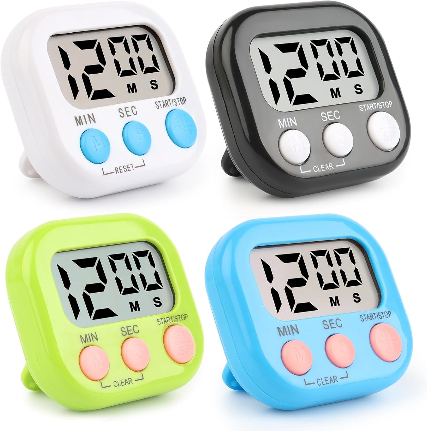 VFANDV Temporizador Cocina 4 Piezas, Digital Temporizador de Cocina con Magnético Pequeño Cronómetro Infantil con Soporte Plegable Cronómetro Digital Cuenta Atrás para Cocina Escuela y Deporte