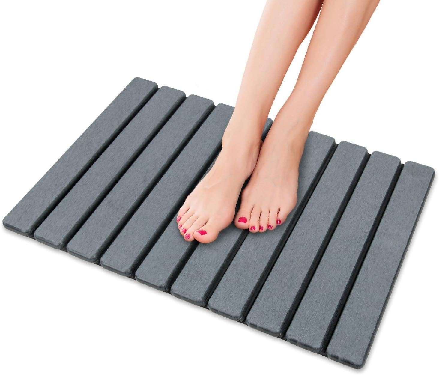 iHomara Alfombra de baño plegable, natural tierra de diatomeas antideslizante, rápido secado, super absorbente, 60x39 cm, alfombrilla de ducha para baño, casa y cocina