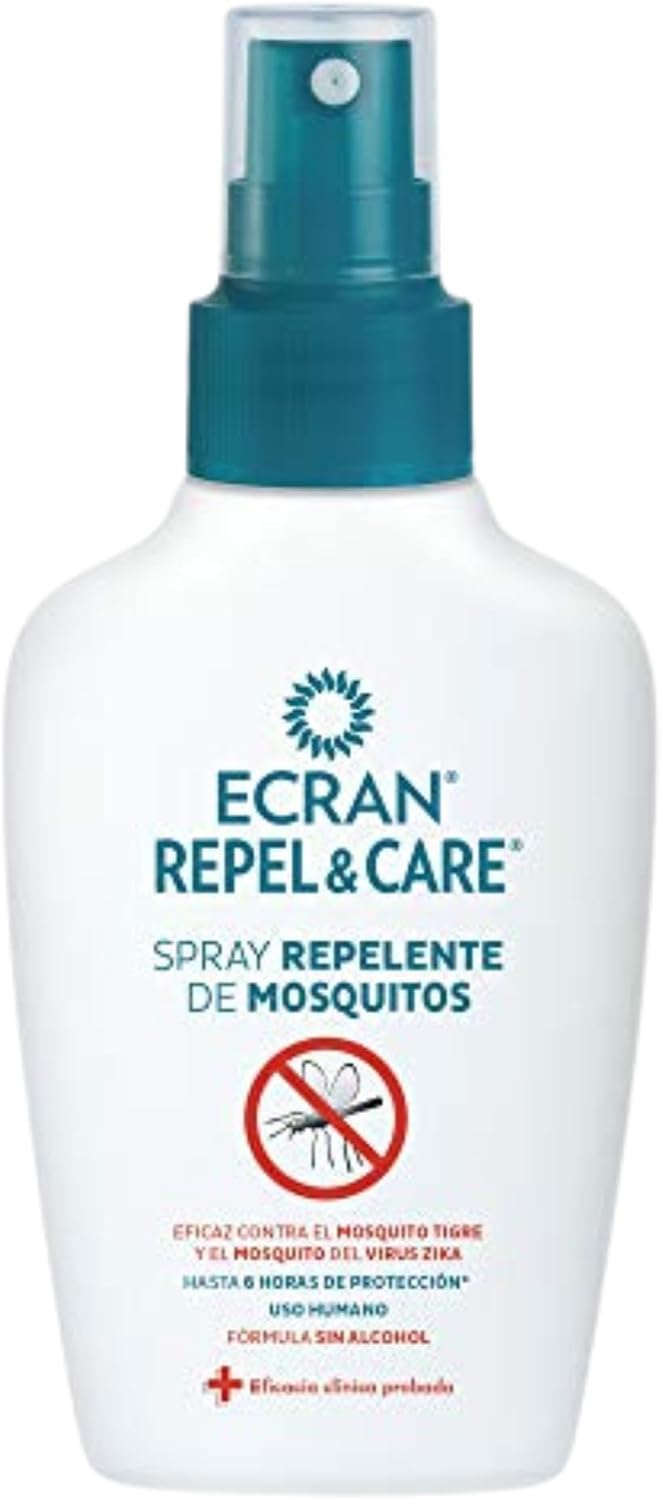 Ecran Repel Care, Spray Repelente de Mosquitos sin Alcohol - Spray Antimosquitos con Hasta 6 Horas de Protección - Ideal para Toda la Familia - Formato Viaje de 100 ml