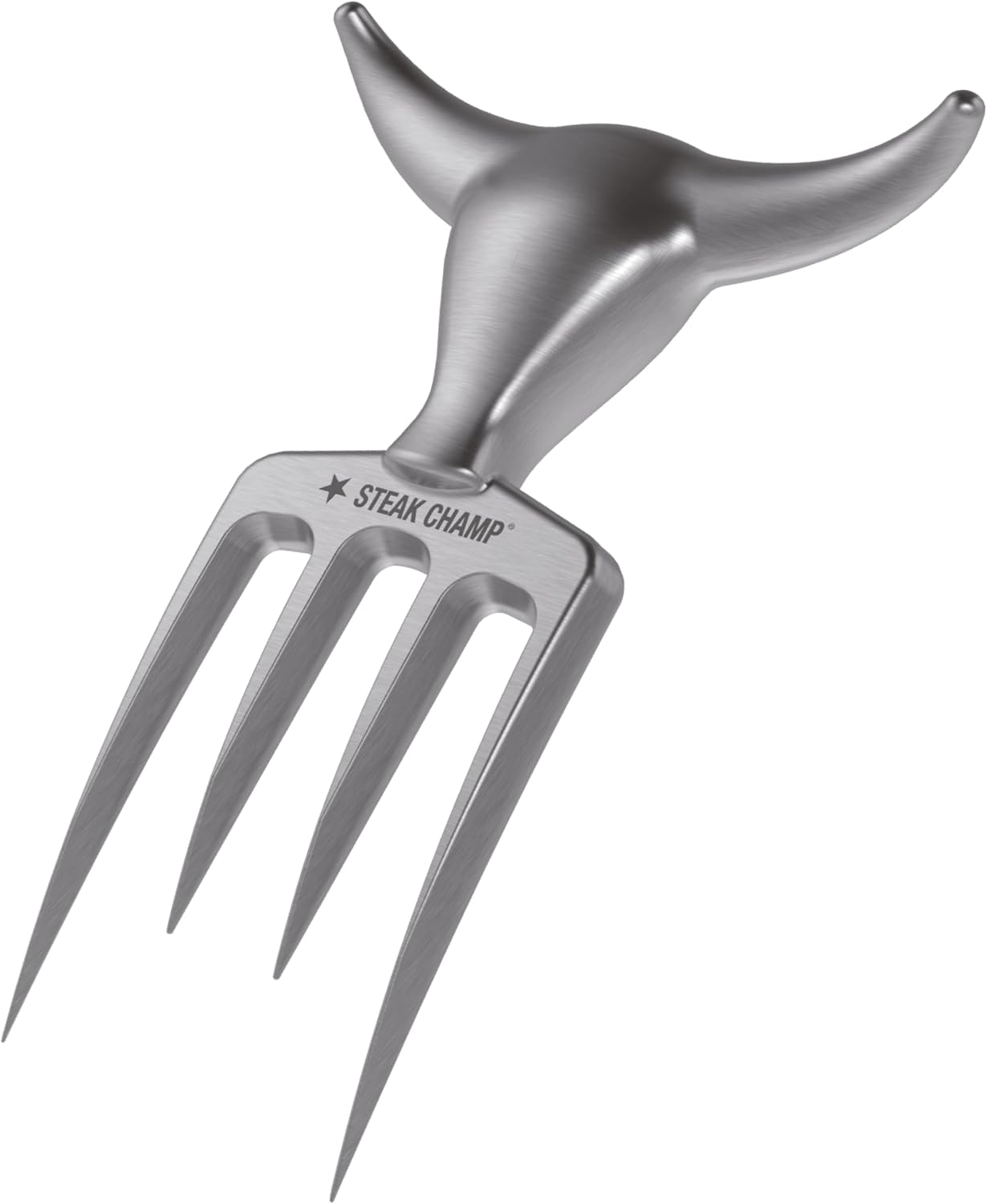 Tenedor de carne Steak Champ Bull Fork, 16,5 cm: Tenedor sólido para servir, cubiertos para trinchar, con aleación de zinc, cromado, apto para lavavajillas