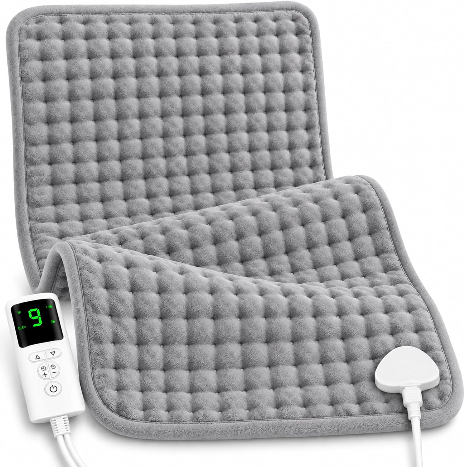 UOHHBOE Almohadilla Eléctrica Lumbar 75W 30×60 cm, 9 Niveles de Calor