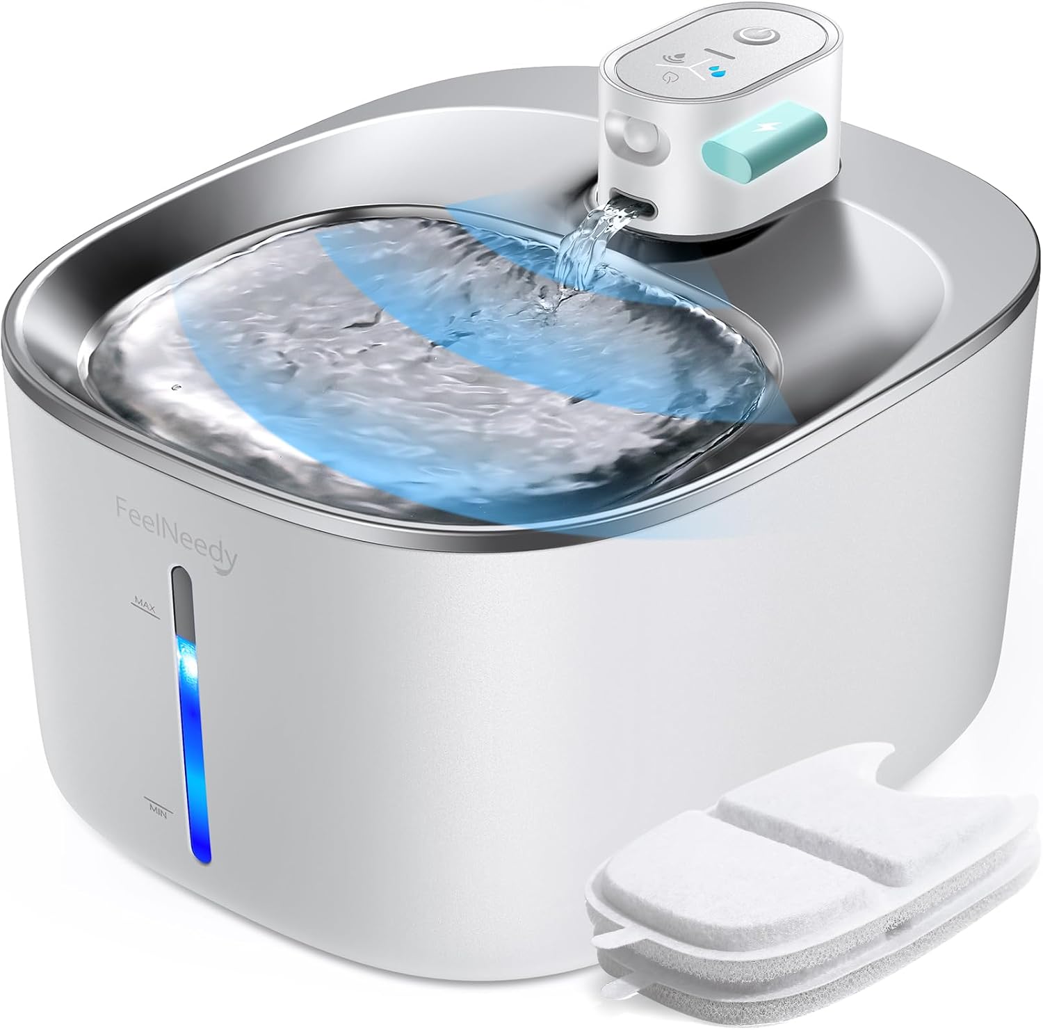FEELNEEDY Fuente para Gatos sin Cable a Pila con Sensor de Movimiento
