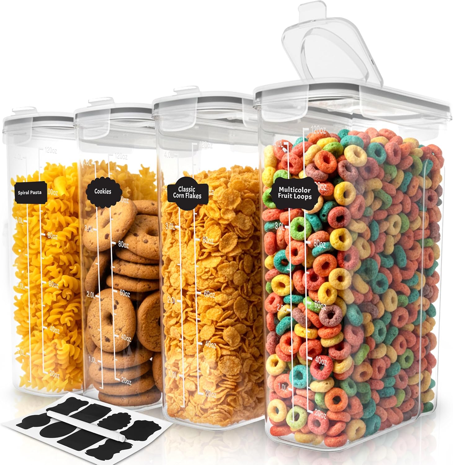 KICHLY Recipientes para cereales, paquete de 6, sin BPA, herméticos