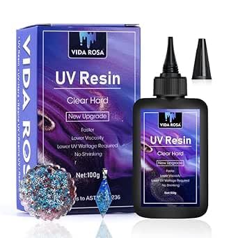 Resina UV 300g- VIDA ROSA RESIN Resina de curado ultravioleta dura y transparente para la fabricación de joyas, colgantes de arte, aretes, collares, pulseras, accesorios de arte de uñas