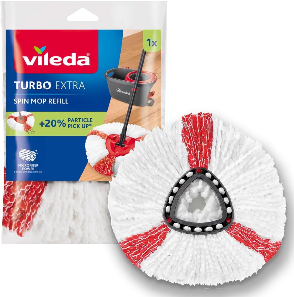 Vileda Turbo Recambio Original para Fregona, Pack de 2, Suelos Duros