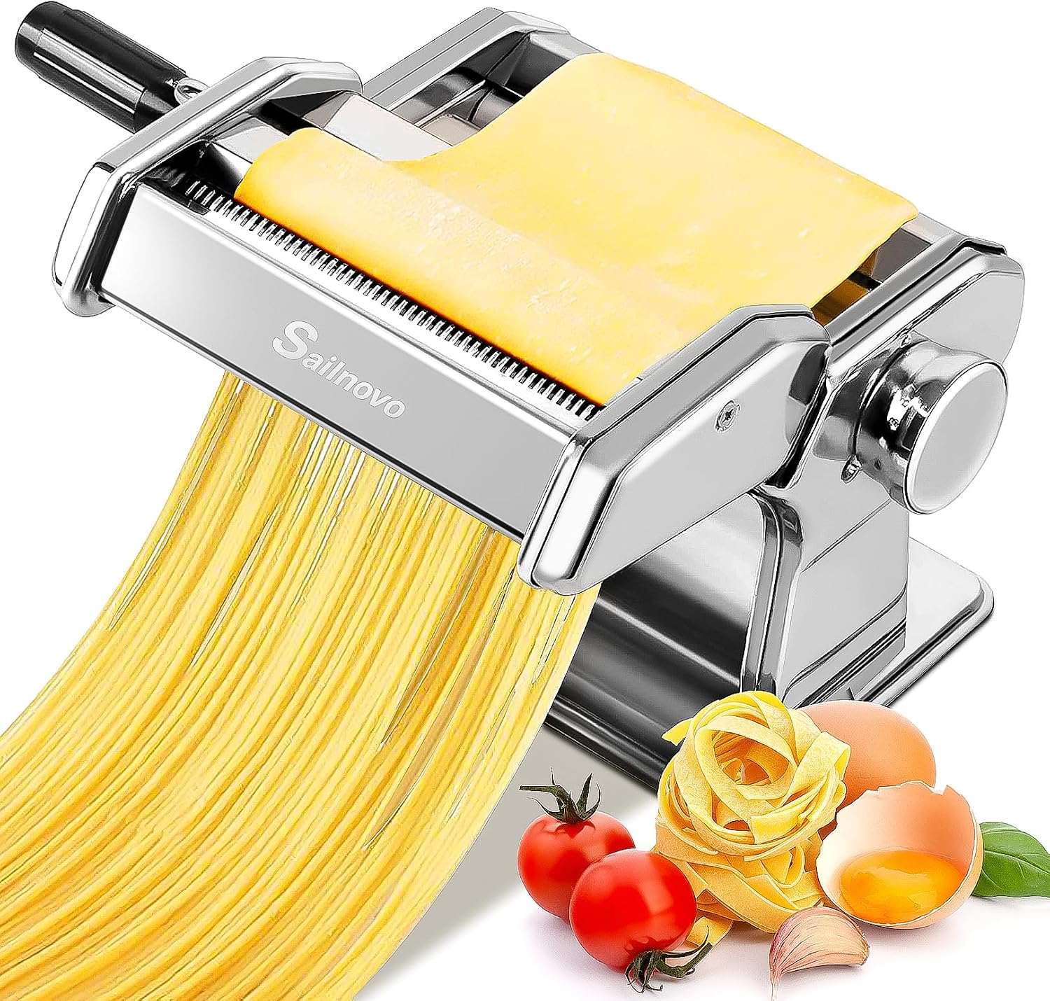 Sailnovo Máquina Para Hacer Pasta 180 Acero Inoxidable, Rojo